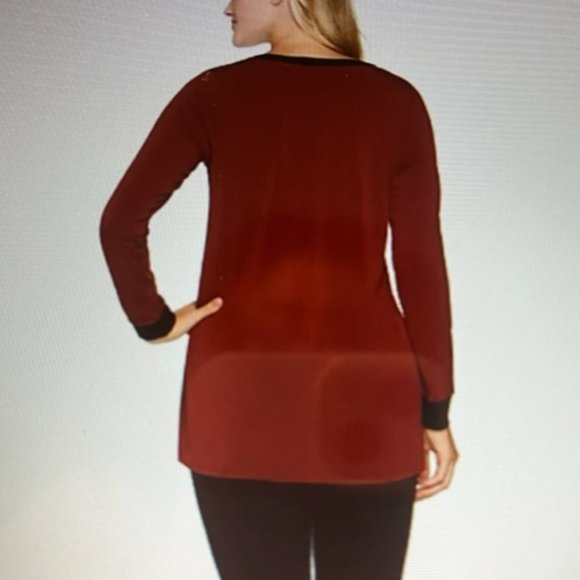 Bob Mackie Velvet Flocked Knit Top Size L - Picture 4 of 9